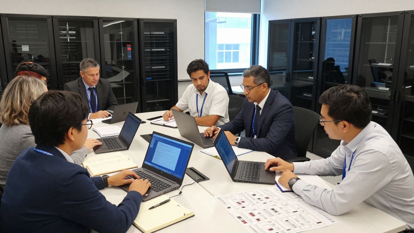 Business team mapping AI workflows