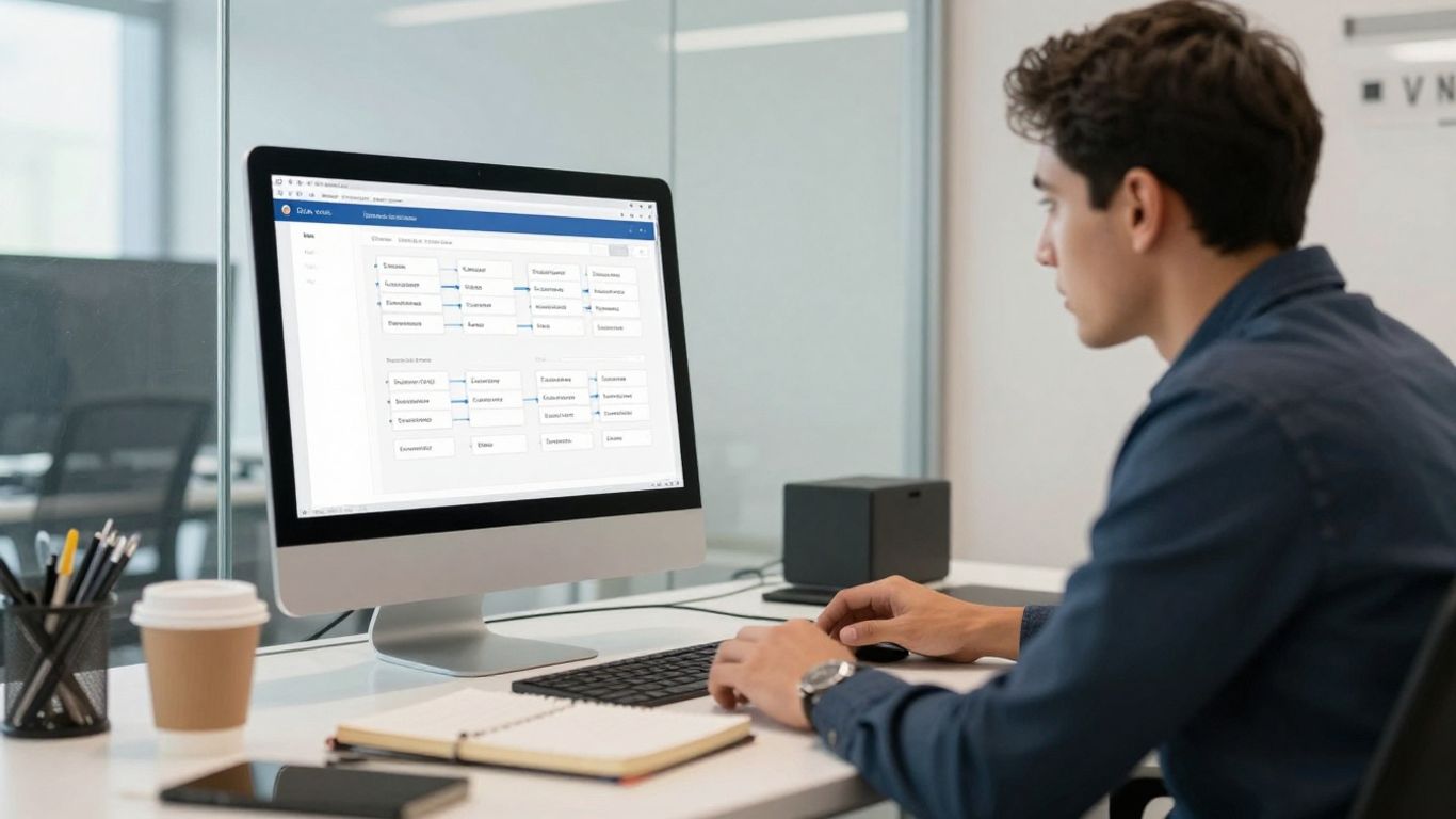 Manager reviewing an automated workflow