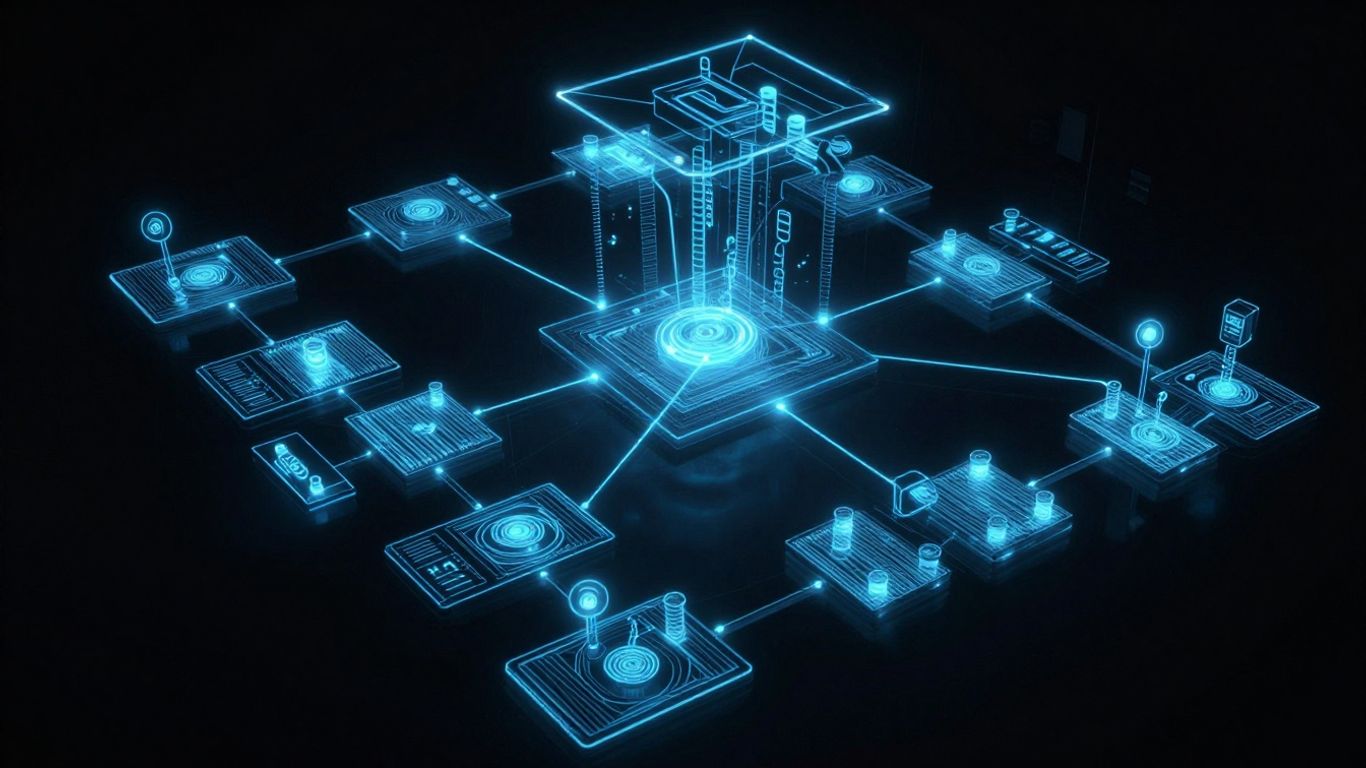 Workflow diagram mapping AI agents to software tools