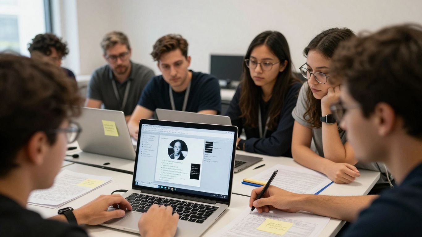 Team reviewing AI agent test results